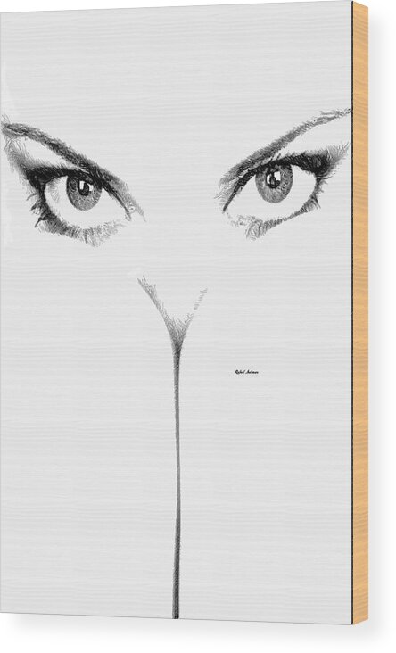Rafael Salazar Wood Print featuring the digital art Peek a Boo Female Sketch by Rafael Salazar
