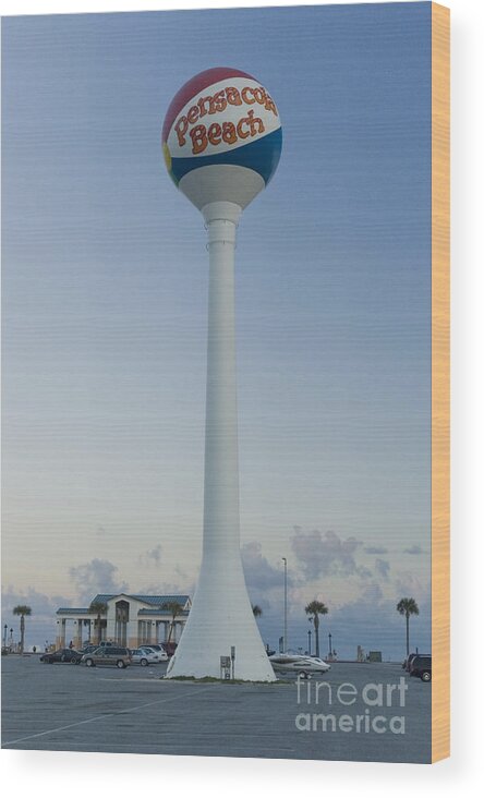 Pensacola Beach Wood Print featuring the photograph Pensacola Beach Water Tower by Tim Mulina