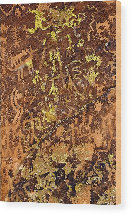 Petroglyph Wood Print featuring the photograph Petroglyph Records by Phyllis Denton