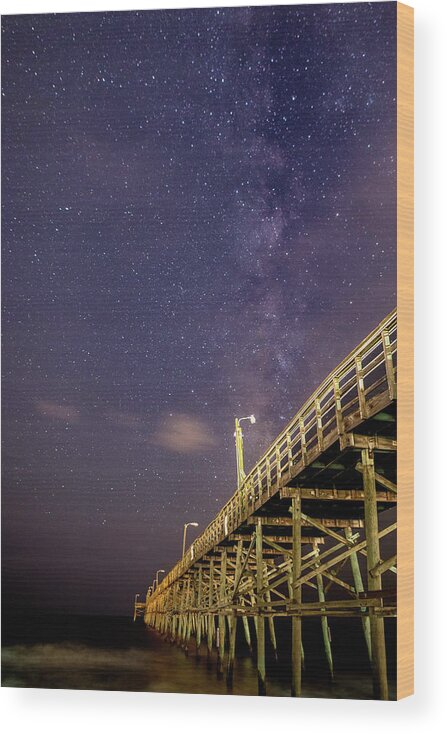 Oak Island Wood Print featuring the photograph Pier into the Stars by Nick Noble