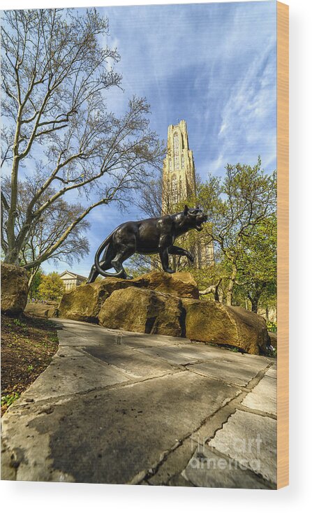 Cathedral Of Learning Wood Print featuring the photograph Pitt Panther Cathedral of Learning by Thomas R Fletcher