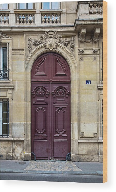 Paris Doors Wood Print featuring the photograph Plum Door - Paris, France by Melanie Alexandra Price