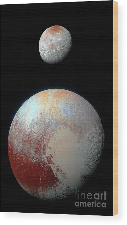 Nasa Wood Print featuring the photograph Pluto and Charon by Nicholas Burningham
