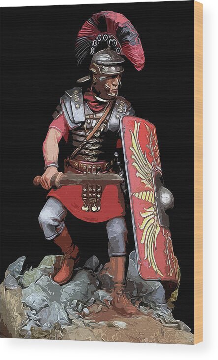 Roman Legion Wood Print featuring the painting Portrait of a Roman Legionary - 07 by AM FineArtPrints