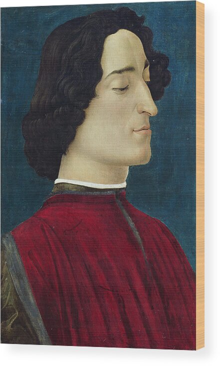 Sandro Botticelli Wood Print featuring the painting Portrait of Giuliano de' Medici by Sandro Botticelli