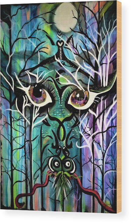 Dragon Wood Print featuring the painting Puff Petty The Magic Dragon by Tracy McDurmon