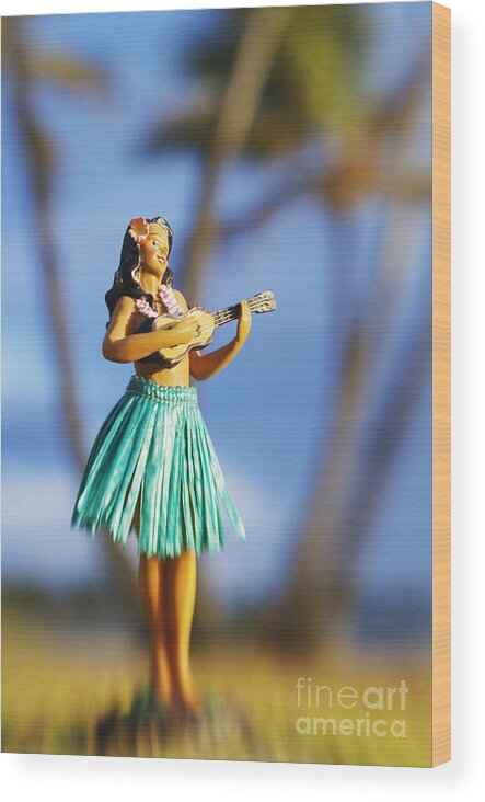Beach Wood Print featuring the photograph Punaluu, Hula Doll by Greg Vaughn - Printscapes