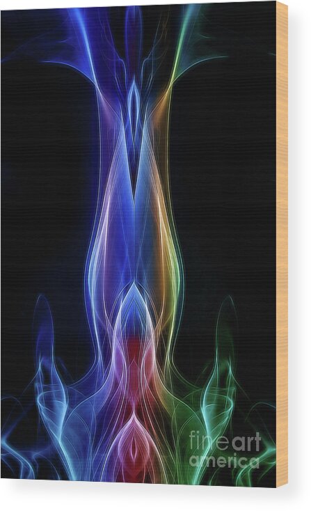 Abstract Wood Print featuring the photograph Rainbow Alien by Patti Schulze