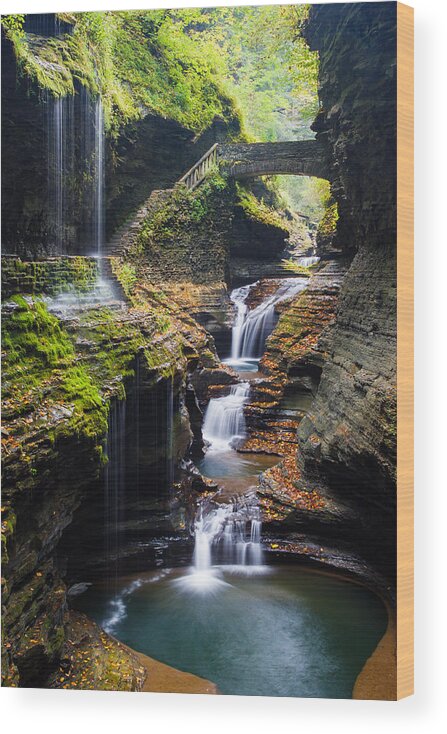 Landscape Wood Print featuring the photograph Rainbow Falls by Adam Pender