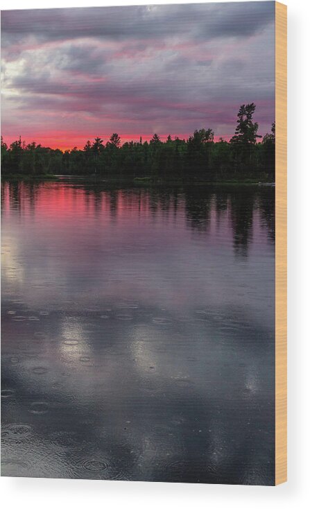 Sunset Wood Print featuring the photograph Raindrops At Sunset by Mary Amerman