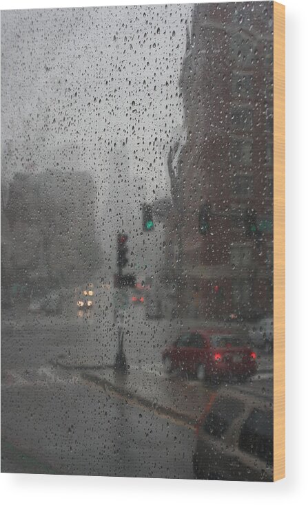 Cityscape Wood Print featuring the photograph Rainy Days in Boston by Julie Lueders 