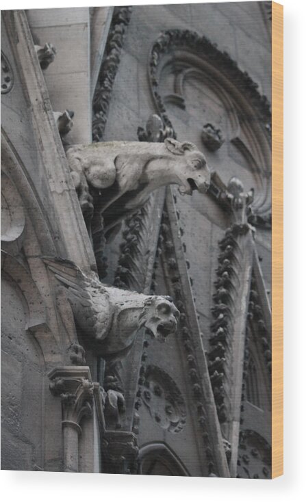 Ram Griffon Wood Print featuring the photograph Ram and Eagle Griffon Notre Dame by Christopher J Kirby