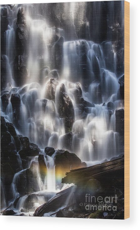 Waterfall Wood Print featuring the photograph Ramona Falls with Rainbow by Patricia Babbitt