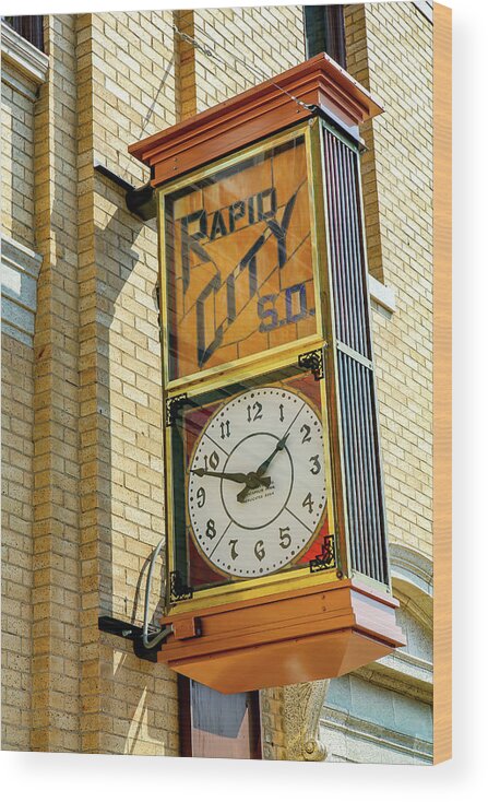 Badlands Wood Print featuring the photograph Rapid City Clock by Kevin Craft