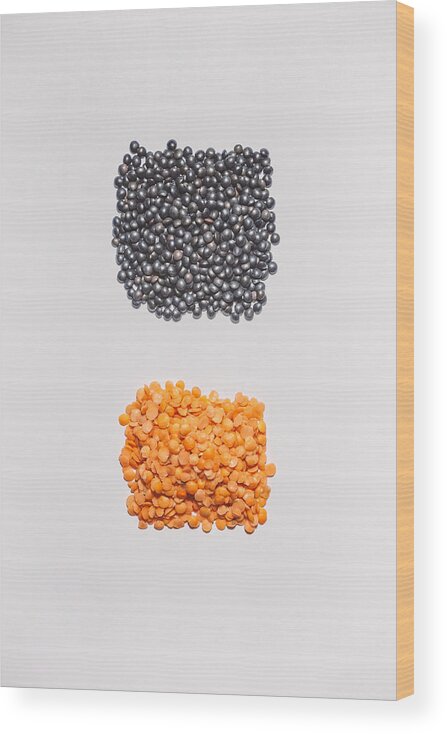 Still Life Photography Wood Print featuring the photograph Red and Black Lentils by Scott Norris