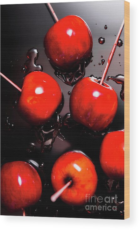 Creative Wood Print featuring the photograph Red candy apples or apple taffy by Jorgo Photography