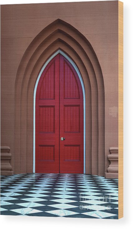 Red Door Wood Print featuring the photograph Red Door on King by Dale Powell