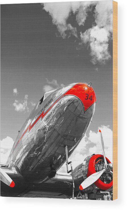 Douglas Wood Print featuring the photograph Red Tinted DC3 by Chris Smith