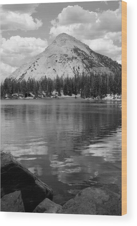 Water Wood Print featuring the photograph Reids Peak Black and White by Brett Pelletier