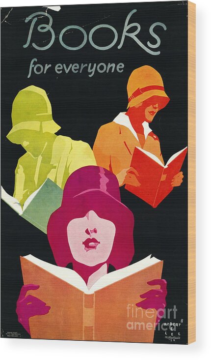 Retro Books Poster 1929 Wood Print featuring the photograph Retro Books Poster 1929 by Padre Art