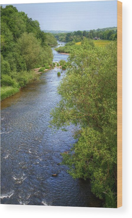 Hay On Wye Wood Print featuring the photograph River Wye from Hay-on-Wye Bridge by Chris Day