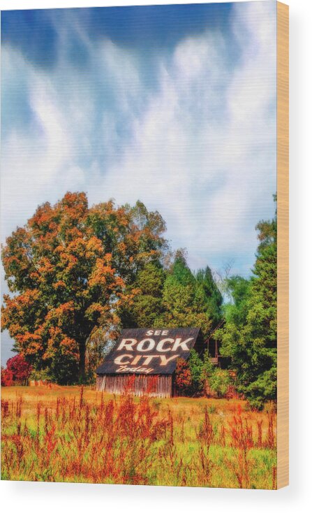 American Wood Print featuring the photograph Rock City Barn II Autumn Fog by Debra and Dave Vanderlaan
