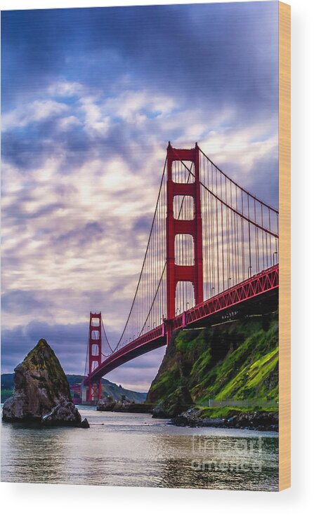 Golden Gate Bridge Wood Print featuring the photograph Rock n' Bridge by Paul Gillham