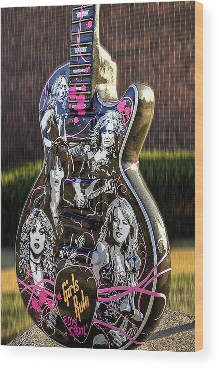 Music Wood Print featuring the photograph Rock N Roll...Girls Rule by Deborah Klubertanz