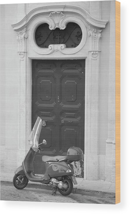 Canon Wood Print featuring the photograph Roma Vespa and Door by John McGraw