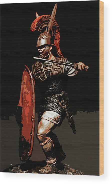 Ancient Roman Wood Print featuring the painting Roman Legionary by AM FineArtPrints