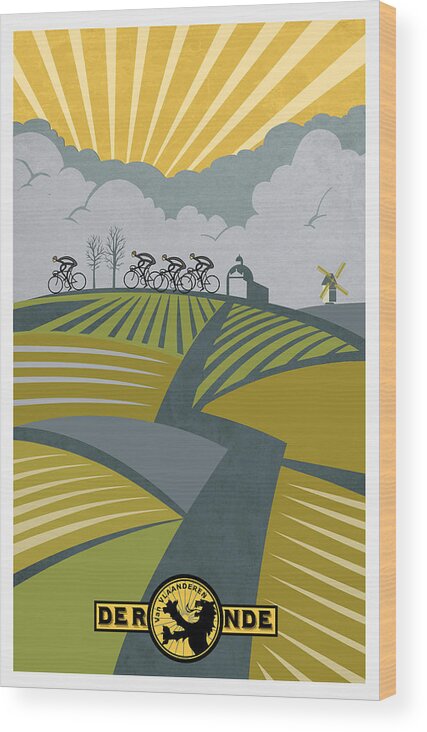 Cycling Wood Print featuring the painting Ronder Van Vlaanderen by Sassan Filsoof
