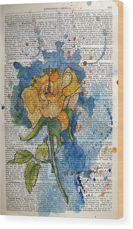 Floral Wood Print featuring the painting Rose in Abstract by Maria Hunt