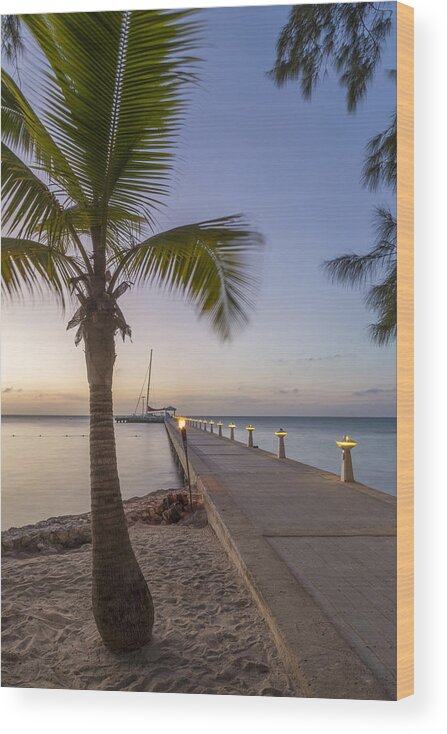 3scape Wood Print featuring the photograph Rum Point Pier at Sunset by Adam Romanowicz