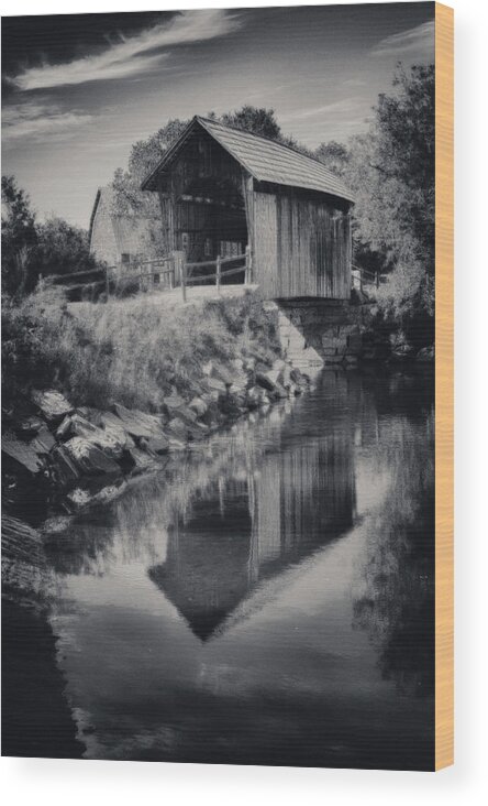#jefffolger Wood Print featuring the photograph Rustic Vermont covered bridge by Jeff Folger