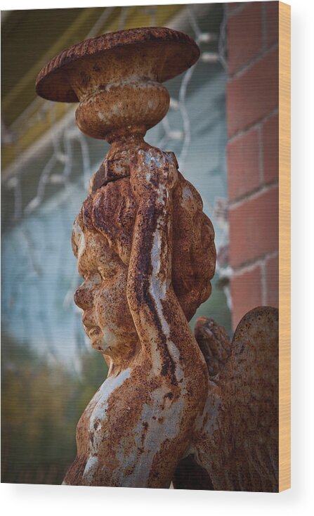 Rusty Angel Wood Print featuring the photograph Rusty Angel by Linda Unger