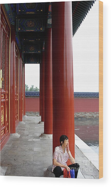 Temple Of Heaven Wood Print featuring the photograph Sad Lady at the Temple by Xine Segalas