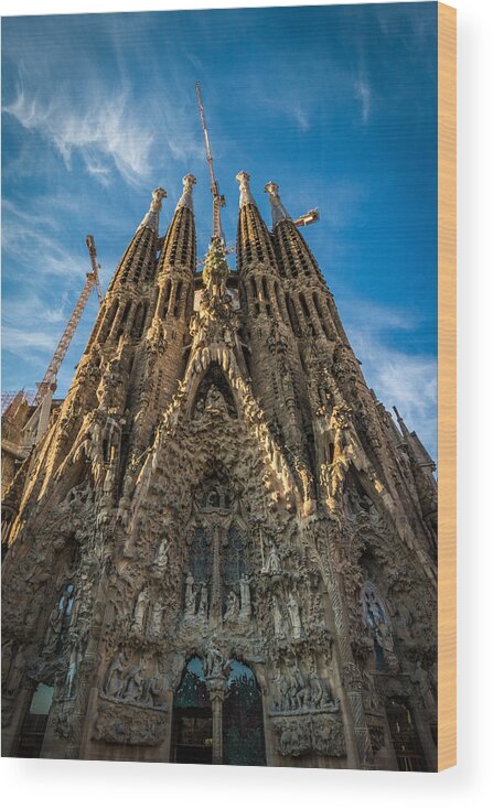 Barcelona Wood Print featuring the photograph Sagrada Familia Facade Barcelona by Adam Rainoff