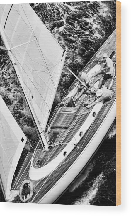 Photographed During The Antigua Classic Yacht Regatta. Wood Print featuring the photograph Sailing a classic by Gary Felton