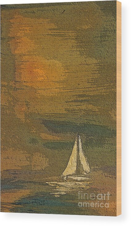 Paintings Wood Print featuring the painting Sailing the Julianna by Julie Lueders 