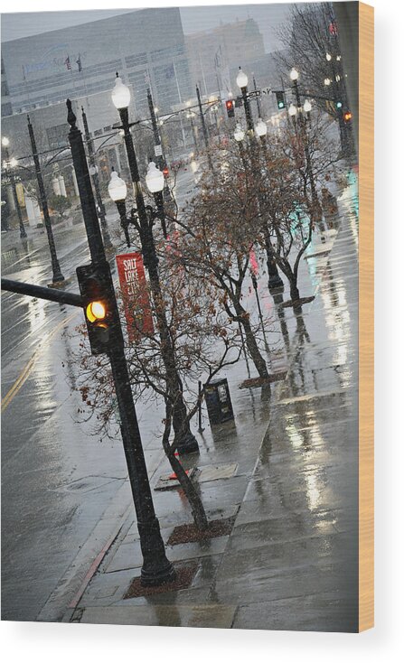 Salt Lake City Wood Print featuring the photograph Salt Lake City in the Rain I by Marilyn Hunt