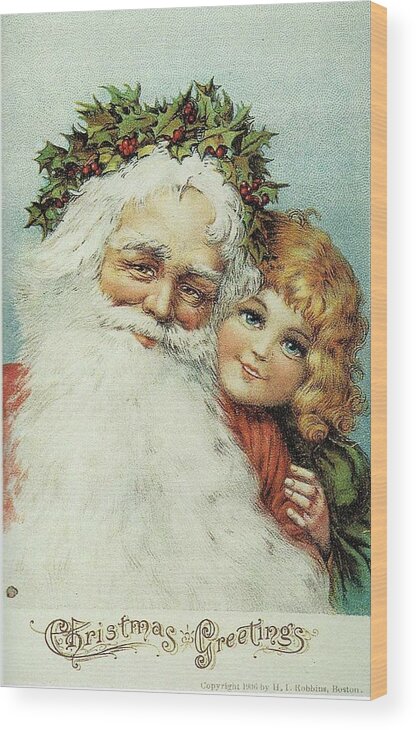 Frances Brundage Wood Print featuring the painting Santa and his Little Admirer by Reynold Jay