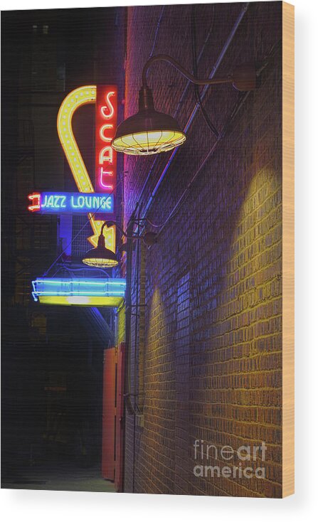 Scat Jazz Lounge Wood Print featuring the photograph Scat Jazz Lounge 2 by Elena Nosyreva