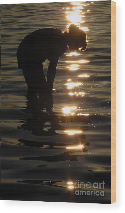 Sunset Wood Print featuring the photograph Searching Through the Sparkles by Scott Heister