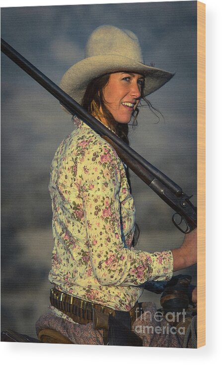 Hannah Wood Print featuring the photograph Shotgun Annie Western Art by Kaylyn Franks by Kaylyn Franks