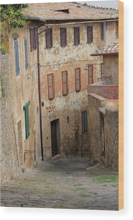 Italy Wood Print featuring the photograph Shutter Alley - Italy by Jim Benest