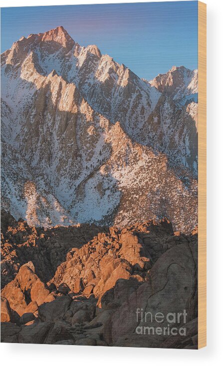 Sunrise Wood Print featuring the photograph Sierra Nevada Sunrise, Alabama Hills, California by Philip Preston