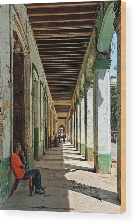 Modern Day Cuba Wood Print featuring the photograph Sitting in the Shade by Dawn Currie