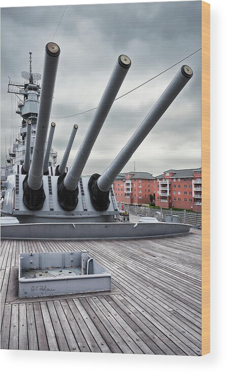 Uss Wisconsin Wood Print featuring the photograph Six Pack of Sixteens by Christopher Holmes