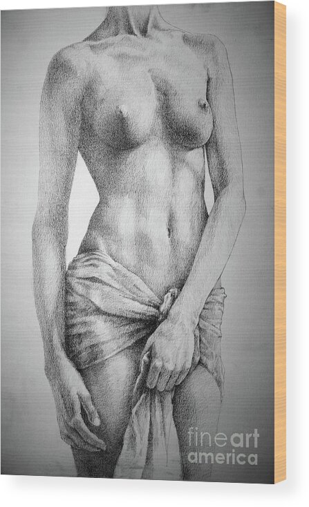 Art Wood Print featuring the drawing SketchBook Page 35 The Female Pencil Drawing by Dimitar Hristov