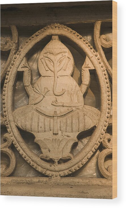 Hindu Wood Print featuring the photograph SKN 2046 Hindu God Lord Ganesh by Sunil Kapadia
